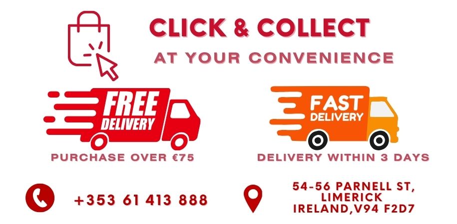 Click and collect available, free delivery,fast delivery, convenience,online purchase,joemckenna,limerick hardware